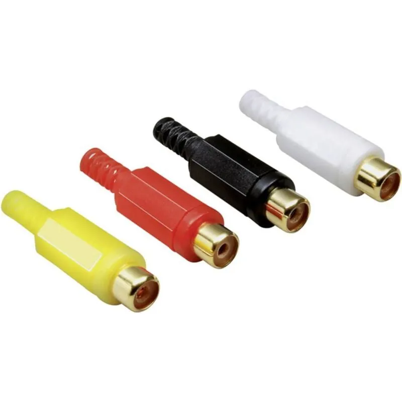 Tru Components - TC-2501073 Connettore rca Giunto dritto Numero Poli (num): 2 Mono Giallo, Rosso, Nero, Bianco 1 kit