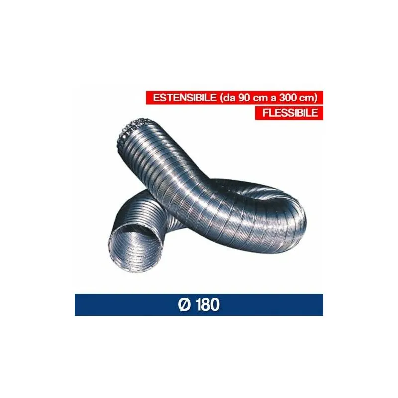 Marca - tubo flessibile estensibile alluminio per cappa cucine forni stufe 1-3M (16124V) 180 (16132)