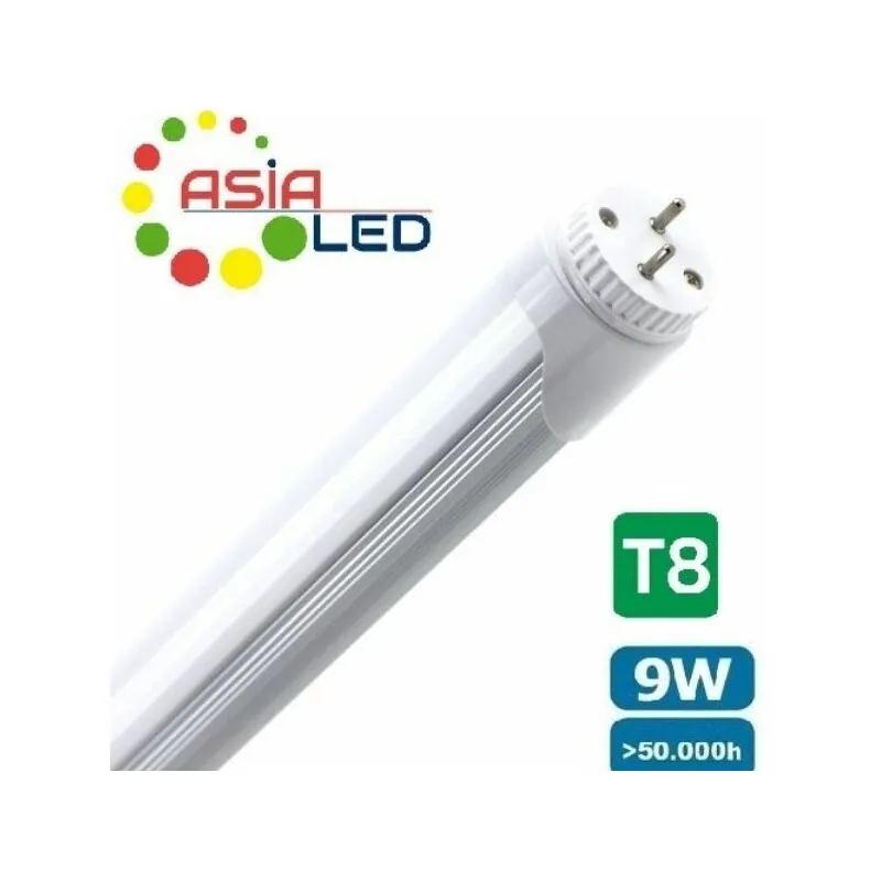 Asia Led - Tubo led T8 9w Alimentazione Bilaterale Cover Opaca 60 cm - Luce Fredda 6000k