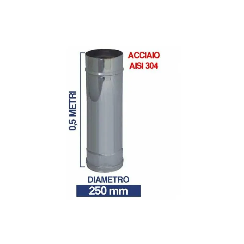 Tubo stufa pellet camino in acciaio inox aisi 304 per canna fumaria cm 50 24427V 250 (19868)