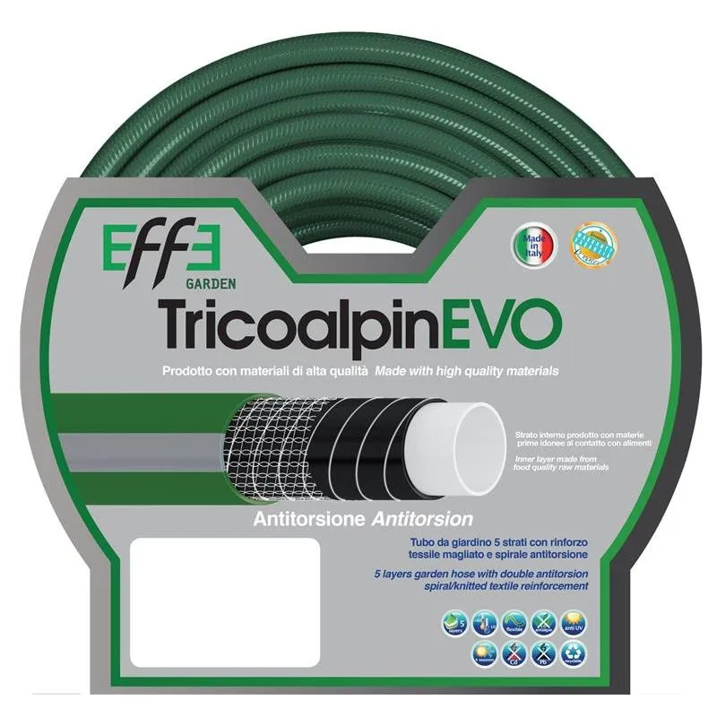 Tubo Tricoalpin Evo bianco-verde 5 strati 1/2' 15 mt - giardino irigazione giardinaggio