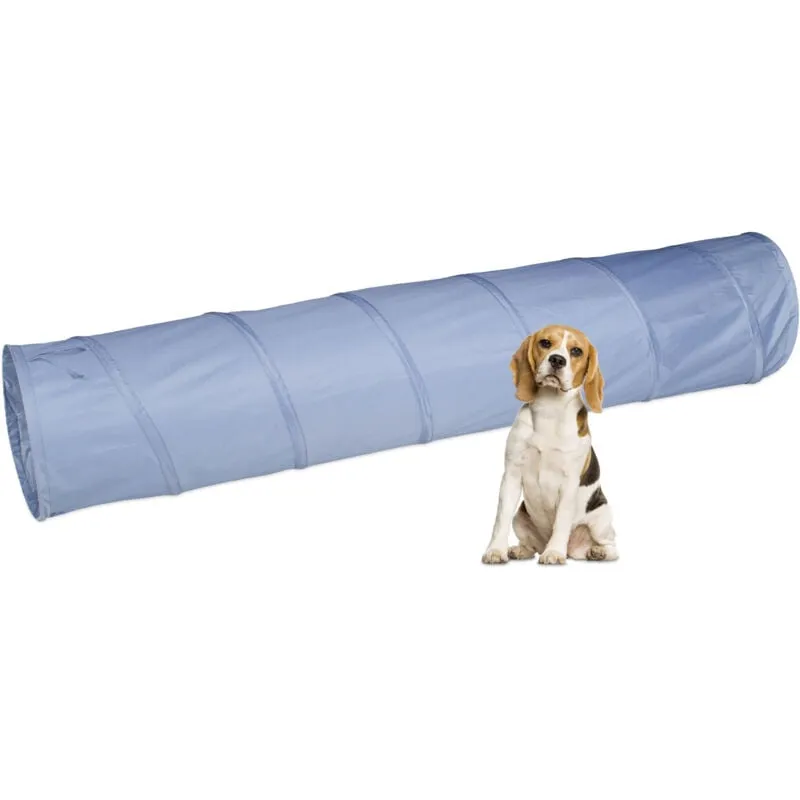 Relaxdays - Tunnel per Cani, Tubo da 200 cm Pieghevole, Attrezzatura Agility Dog, Addestramento a Ostacoli, ø 40cm, Grigio