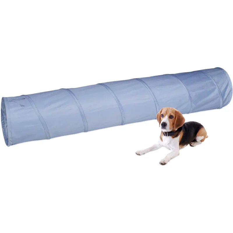 Relaxdays - Tunnel per Cani, Tubo da 300 cm Pieghevole, Attrezzatura Agility Dog, Addestramento a Ostacoli, ø 50cm, Grigio