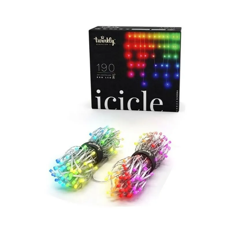 Icicle Tenda 190 Led multicolore rgb con Cavo Trasparente - Twinkly