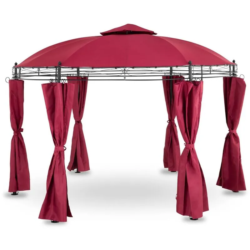 Uniprodo - Gazebo da Giardino in Acciaio Rotondo Pergola da Giardino (3,5 m, 180 g/m², vinaccia)