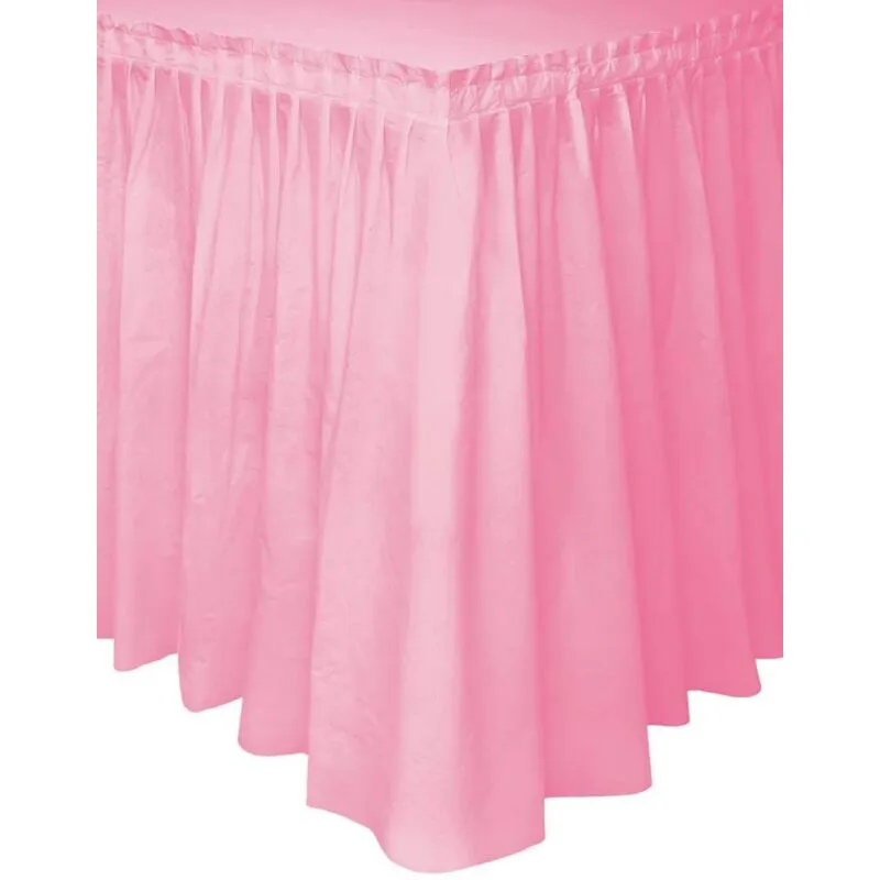 Unique- TableSkirt Gonna Plastificata da Tavola, Tinta Unita, Rosa, 37 cm x 4.3 m, 50402