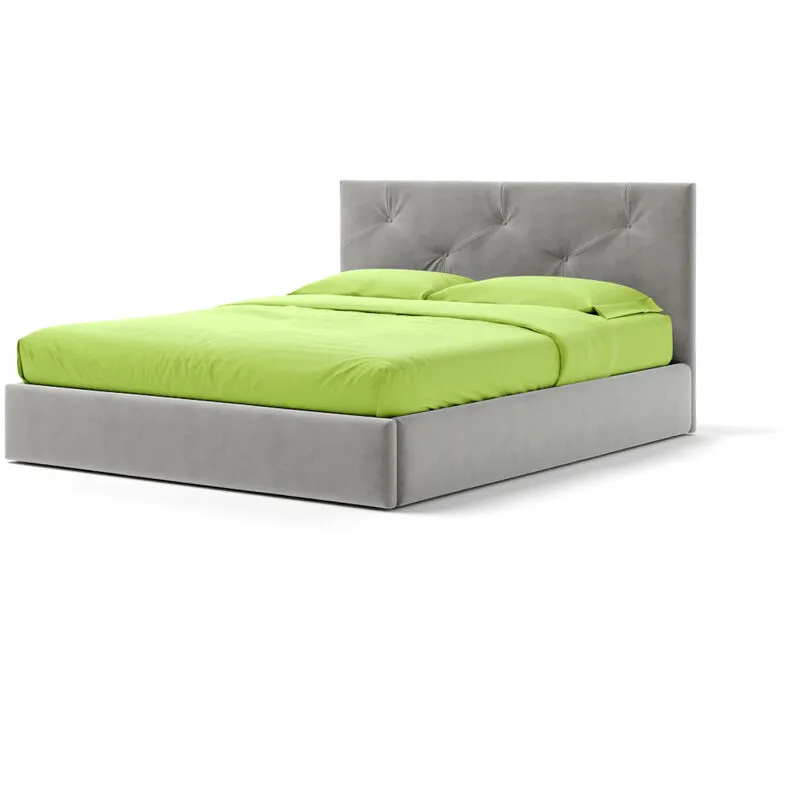 Letto Contenitore Made In Italy Cangù up matrimoniale tessuto grigio perla