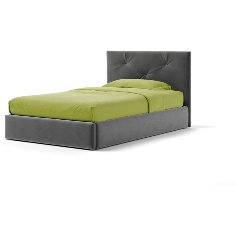 Letto Contenitore Made In Italy Cangù up singolo grande tessuto grigio