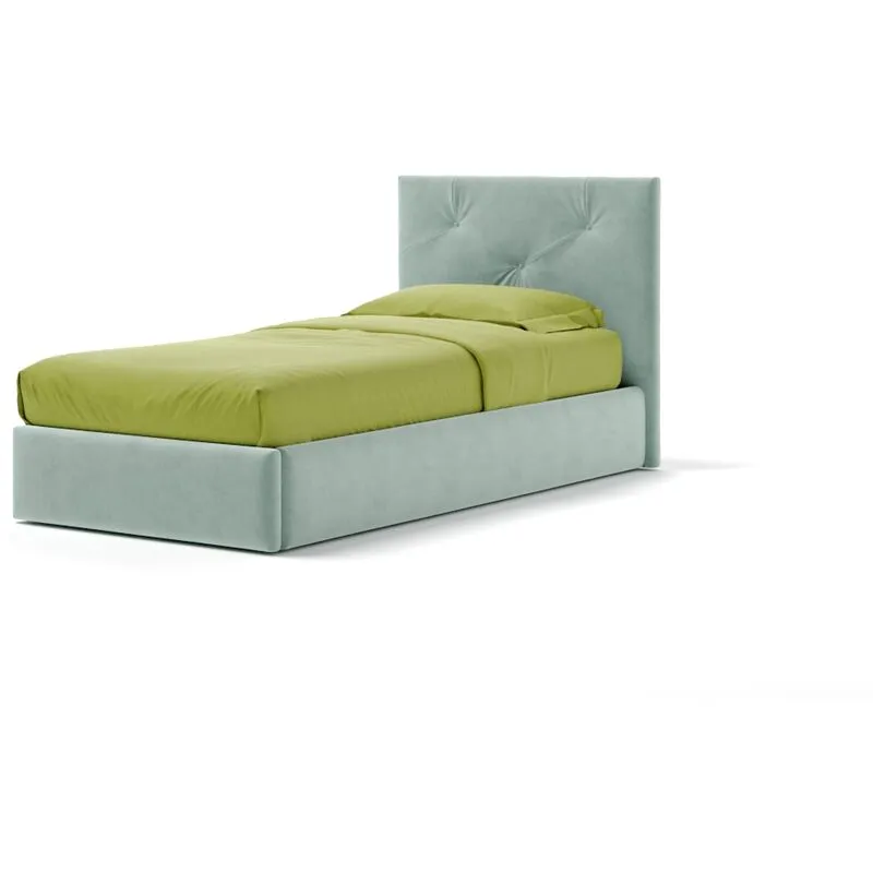 Letto Contenitore Made In Italy Cangù up singolo tessuto celeste