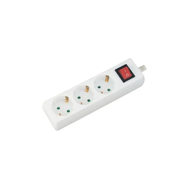 VT-1113-5 Multipresa ciabatta 3 posti eu standard 16A cavo 5mt interruttore luminoso - sku 8763 - Bianco - V-tac