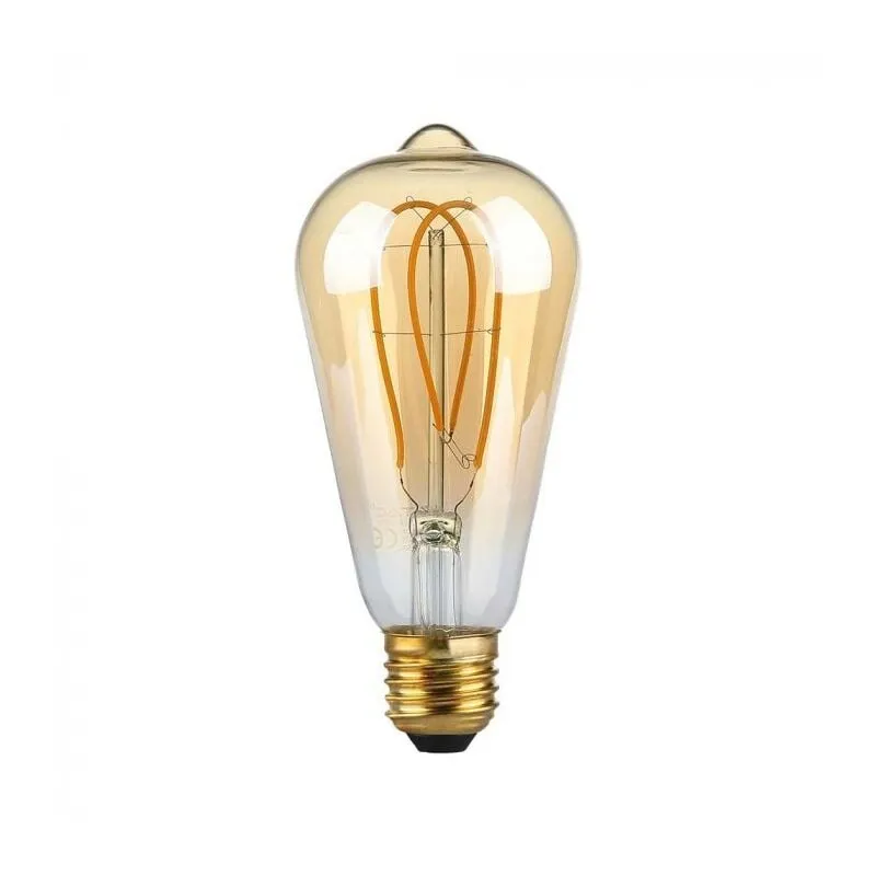 V-tac - VT-2066 Lampadina led 5W E27 ST64 filamento effetto vintage colore ambrato luce 1800K - 217220