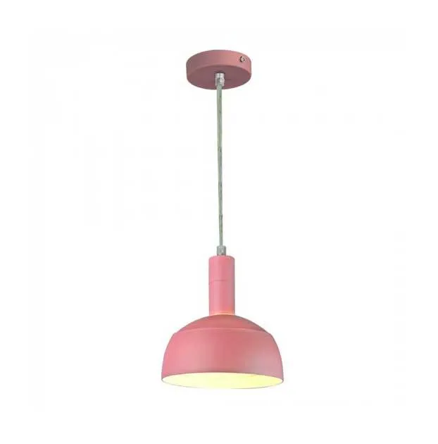 Lampadario pendente moderno 1MT E14 plastica + alluminio Ø180mm VT-7100 - sku 3923 rosa