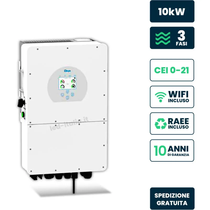 Inverter Trifase Ibrido alta tensione 10kW WiFi e ta Inclusi, Garanzia 10 Anni IP65 - V-tac