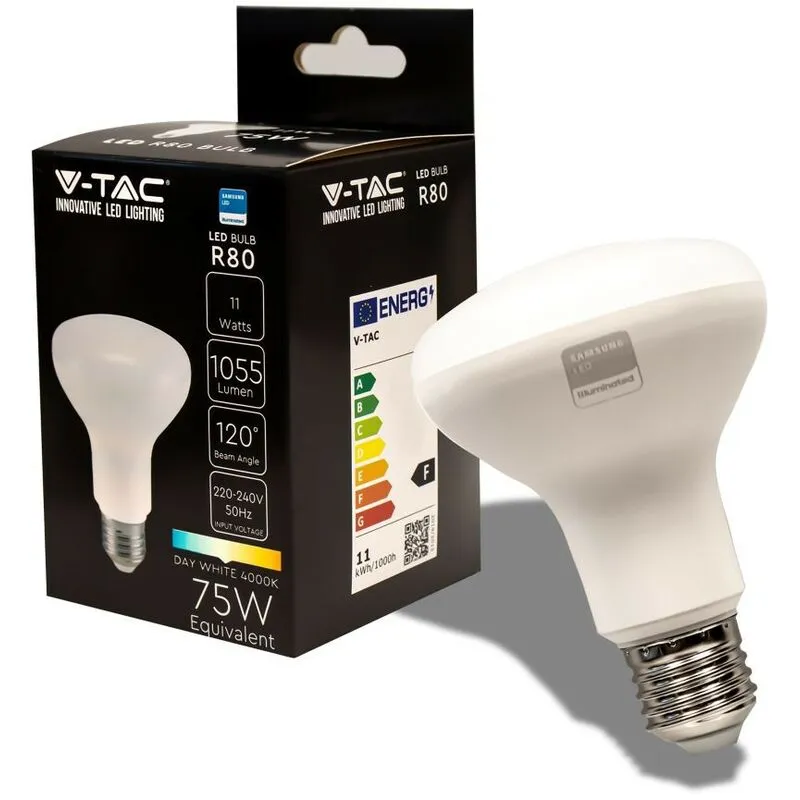 V-tac - lampadina led E27 11W reflector R80 smd chip samsung - sku 21135 / 21136 Bianco Naturale