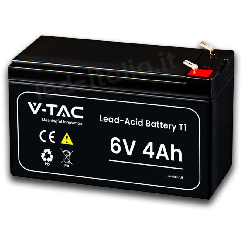 Batteria al Piombo 6V 4Ah T1 per Allarmi, Videosorveglianza, ups 7047101mm - V-tac