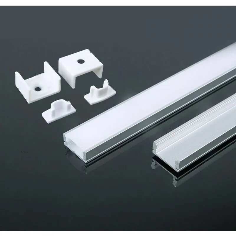 V-tac - Profilo Alluminio Silver per Strip led (Max l: 12,4mm) Satinato 2000x17.4x7mm