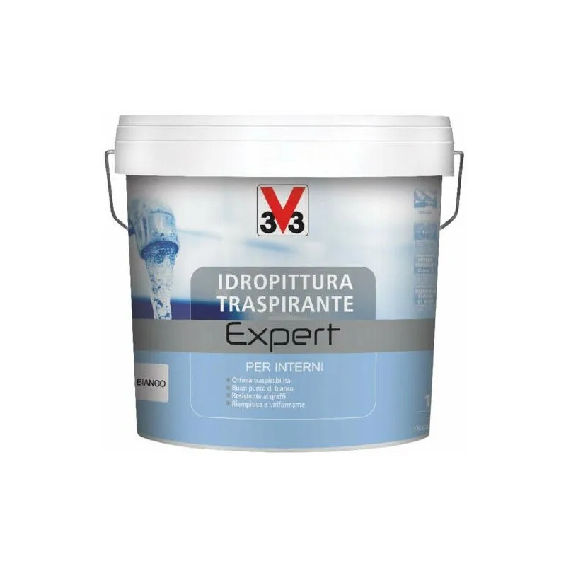 Idropittura Traspirante Expert per Interno Pittura Coprente Bianca Bagno - Formato: 14 Lt - 