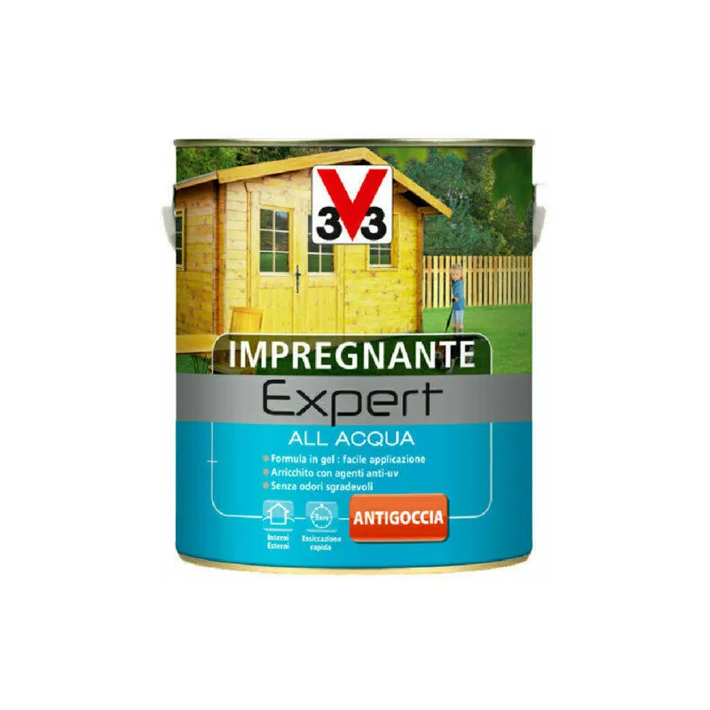  - Impregnante per Legno Expert ad Acqua in Gel Interno Esterno Mobili Persiane - Colore: Castagno chiaro - Formato: 2,5 Lt