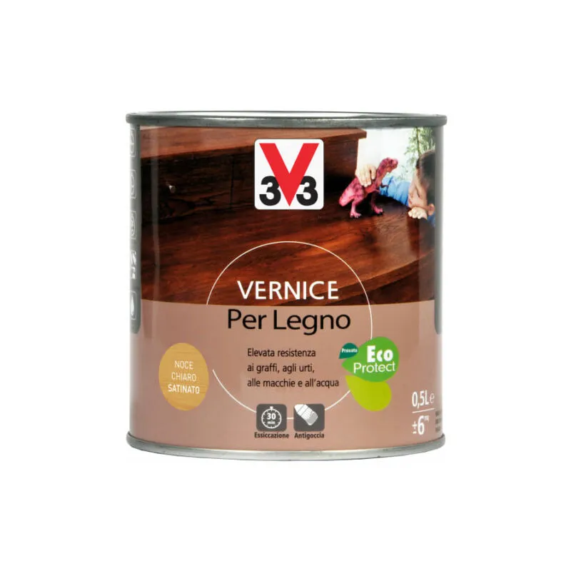 Vernice per Legno da Interno ad Acqua Protettivo Protezione Mobili Pittura - Colore: Mogano Satinato - Formato: 0,25 Lt - 