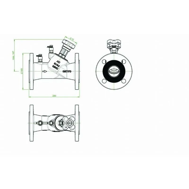 Oventrop - Valvola di bilanciamento Hydrocontrol vfc - pn 16 dn 80 - Flange secondo din-en 1092-2 su entrambi i lati, con 2 prese di pressione, ghisa