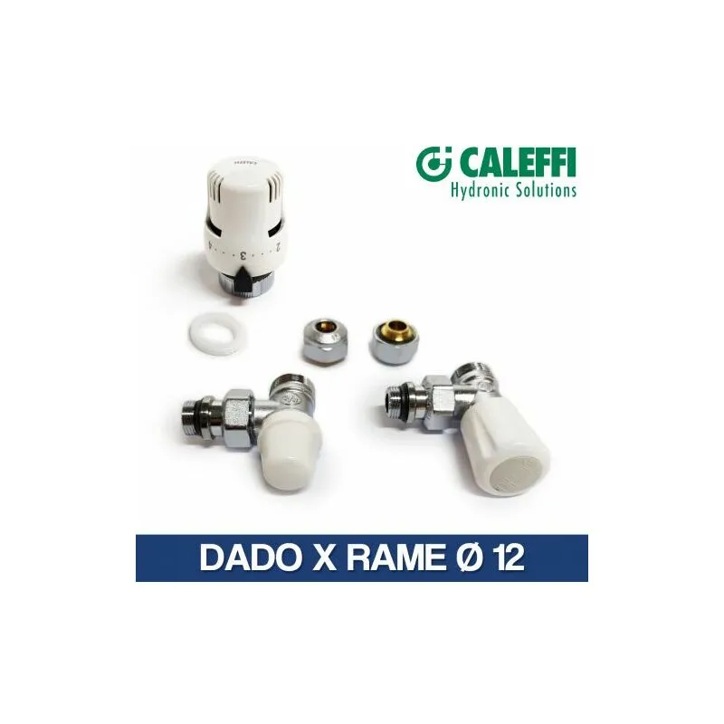 Valvola e detentore con termostato rame 12 14 mult 16 a squadra Caleffi 24686V dado x rame da 12 (24685 + 2X11478)