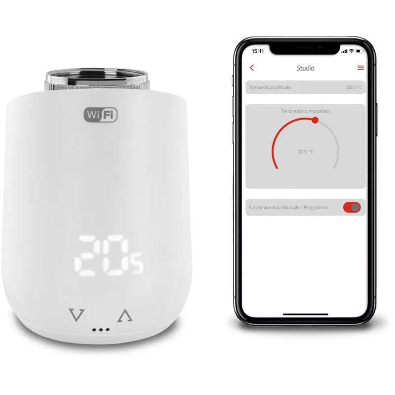 Vemer - Valvola Termostatica WiFi a Batteria per Termosifoni VE798100 ThermoPro WiFi