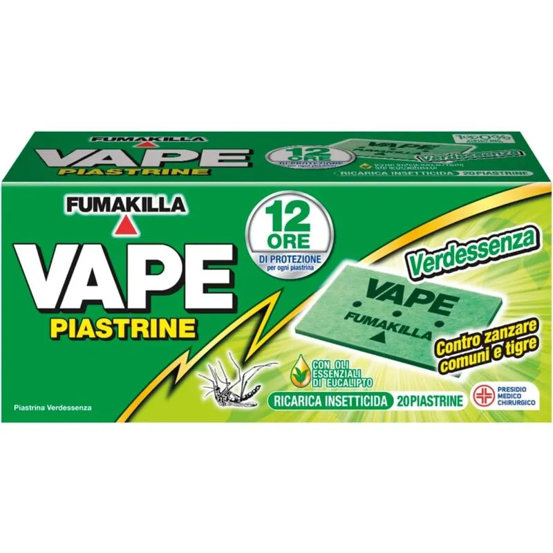 Vape - 20 Piastrine per Zanzare Verdessenza - Efficacia Rapida e Protezione fino a 12h