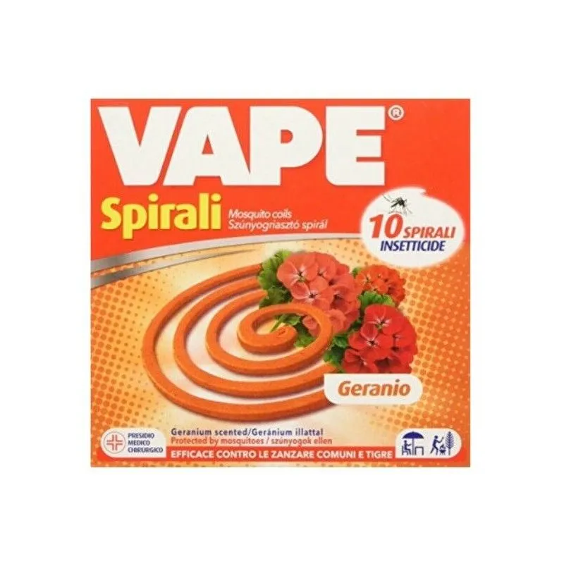 Vape - insetticida spirali profumate anti zanzare insetti 10 pz varie profumazioni fraganza: geranio