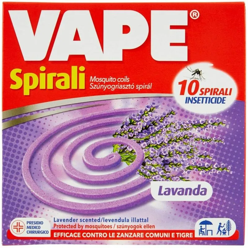 Vape - insetticida spirali profumate anti zanzare insetti 10 pz varie profumazioni fraganza: lavanda