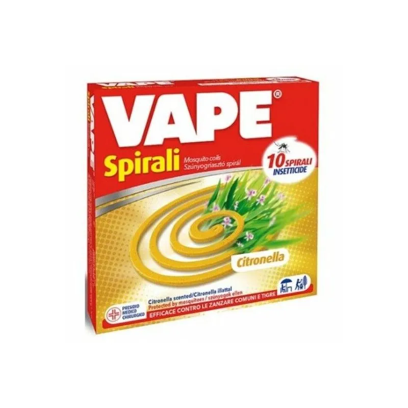 Vape - insetticida spirali profumate anti zanzare insetti 10 pz varie profumazioni fraganza: citronella