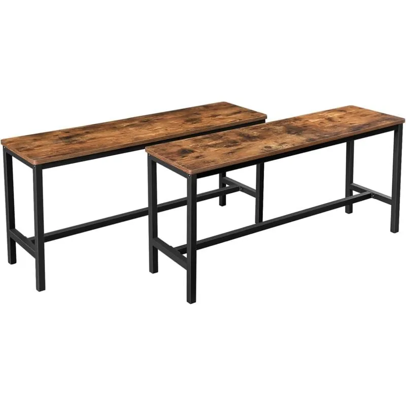 Vasagle Set di 2 Panche da Tavolo, Panche da Interni, 108 x 32,5 x 50 cm, in Stile Industriale, Struttura Resistente in Metallo, per Cucina Sala da