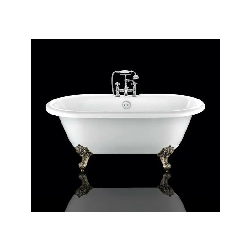 Vasca da bagno freestanding con piedini chelsea Bianca 154 cm Piedini di aquila Bronzo