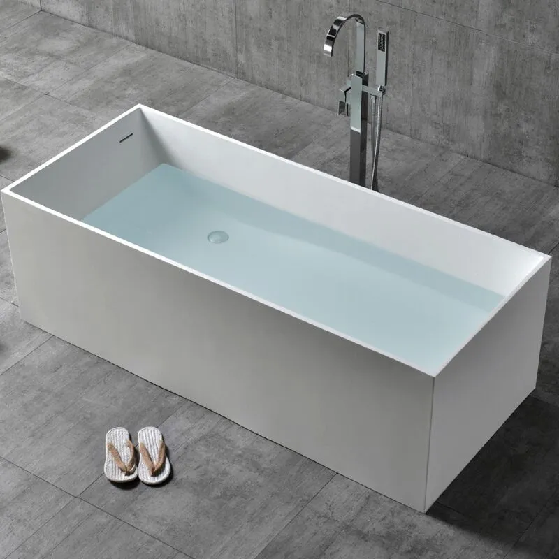 Vasca da bagno free standing ines artificial stone bianco opaco matt misure l160x72x55 cm - confezione 1