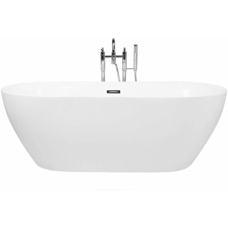 Beliani - Vasca da Bagno Freestanding 160 cm in Acrilico Bianco Carrera