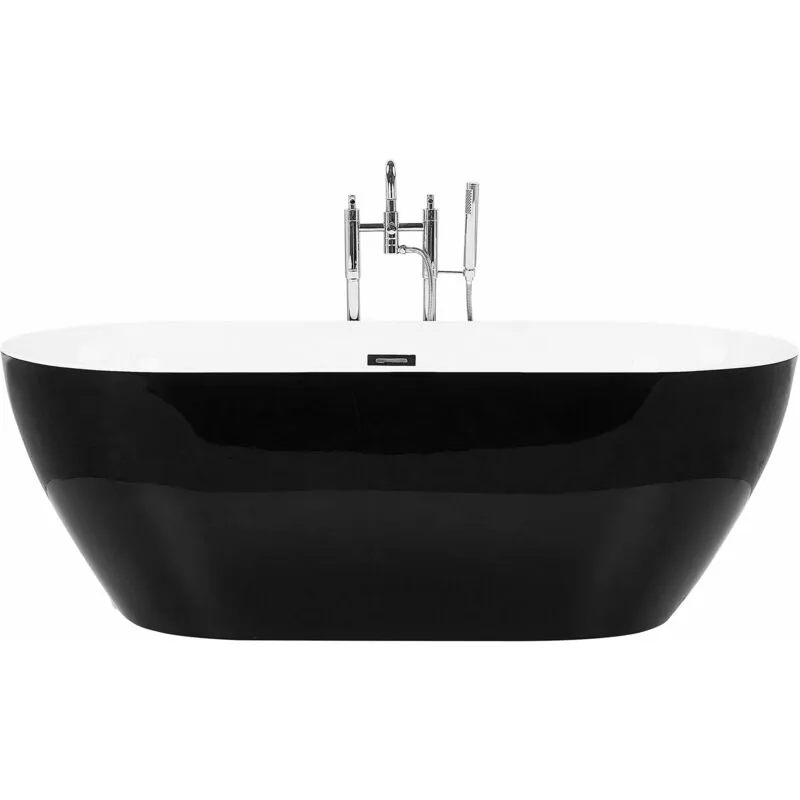 Beliani - Vasca da Bagno Freestanding 160 cm in Acrilico Nero Carrera