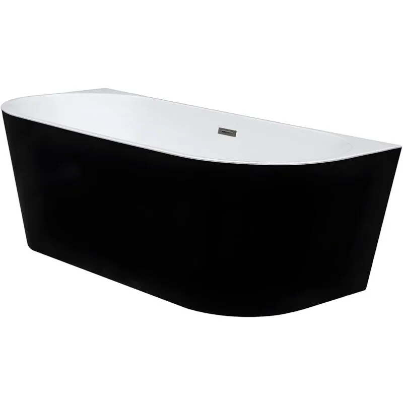 Vasca da bagno semi freestanding 245 litri 170 x 75 x 58 cm - Acrilico - Nero brillante - DIVINA