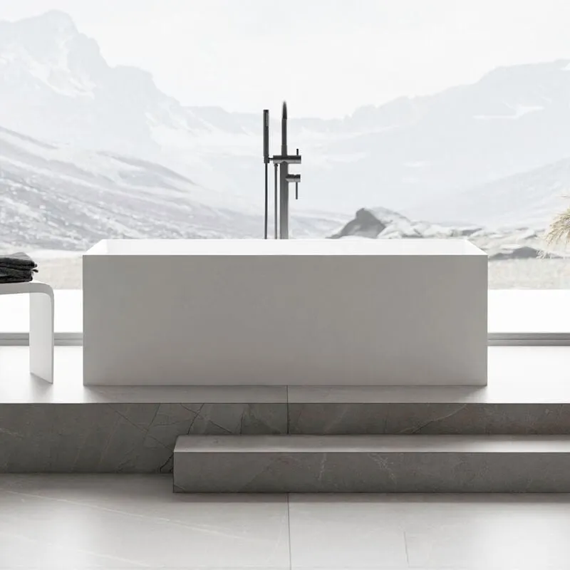  - Vasca da bagno autoportante luna stone bianca - 170 x 72 cm - Solid Stone