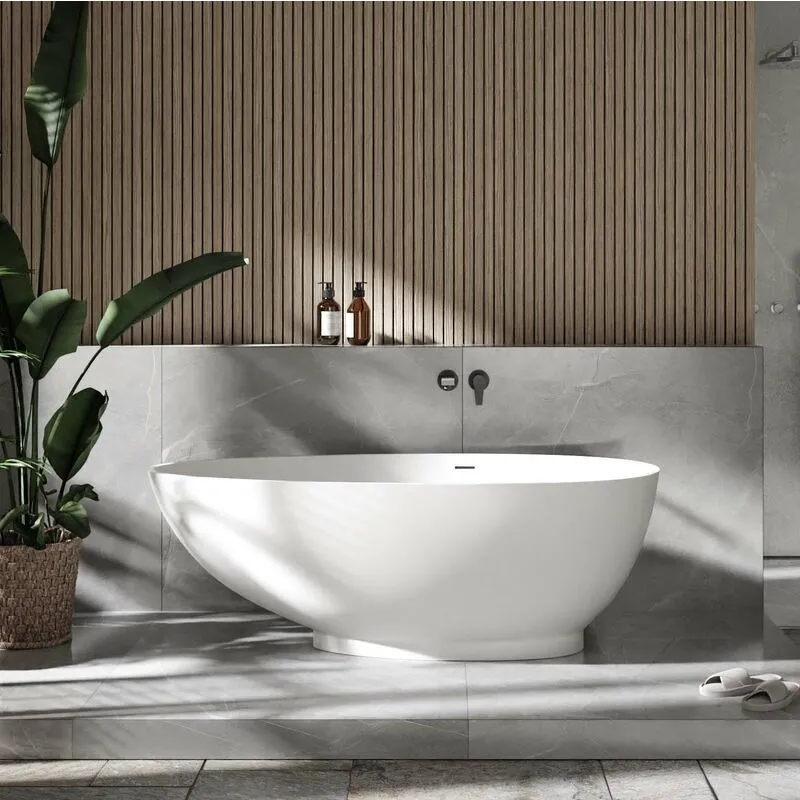 Vasca da bagno freestanding vigo mineral cast bianco opaco - dimensioni selezionabili 150 x 75 cm (de)