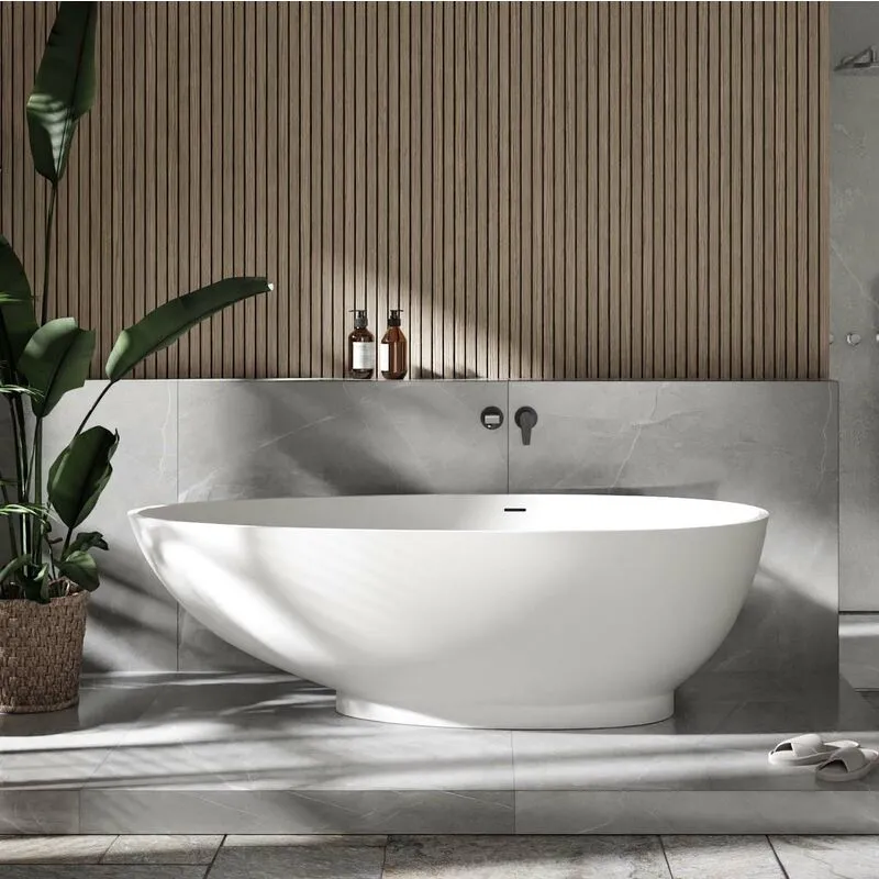 Vasca da bagno freestanding vigo mineral cast bianco opaco - dimensioni selezionabili 170 x 85 cm