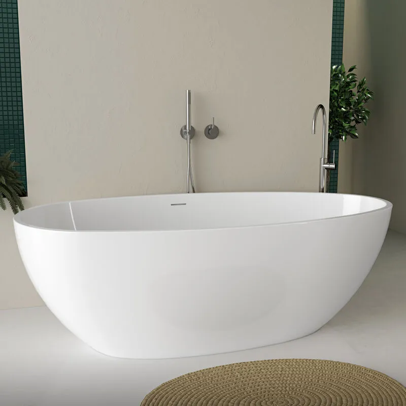 Vasca da bagno freestanding da design 180x90 cm centro stanza acrilico italo Bianco Lucido