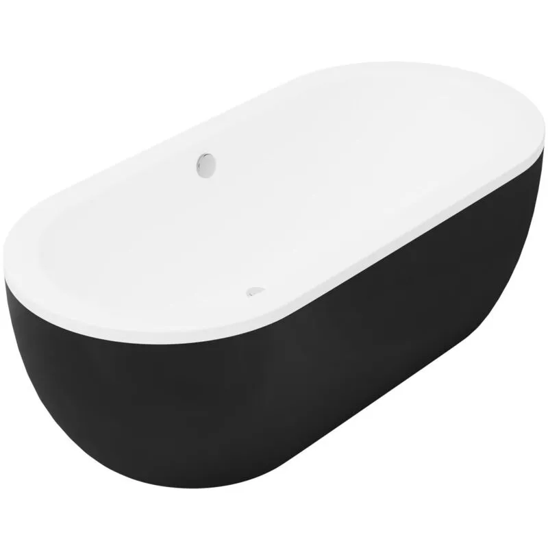 Vente-unique - Vasca da bagno freestanding ovale 200 litri 170 x 80 x 58 cm Nero matt - Acrilico - neptuna