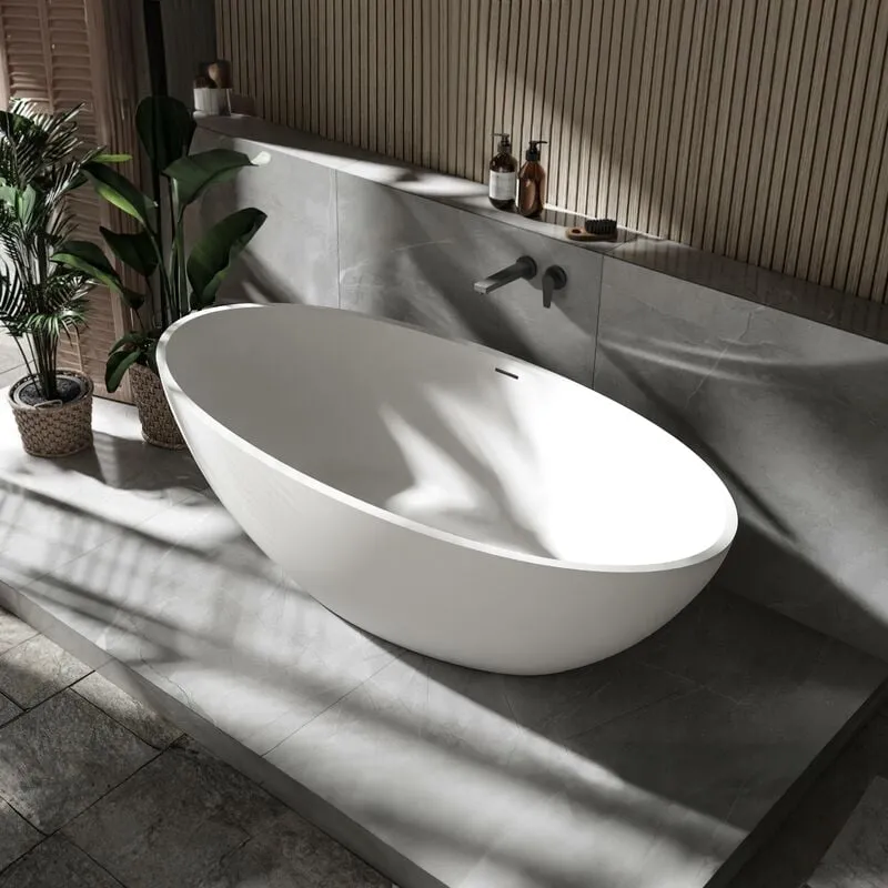  - Vasca da bagno freestanding rio stone in solid stone - bianco - 180 x 85 cm - superficie lucida o opaca Opaca