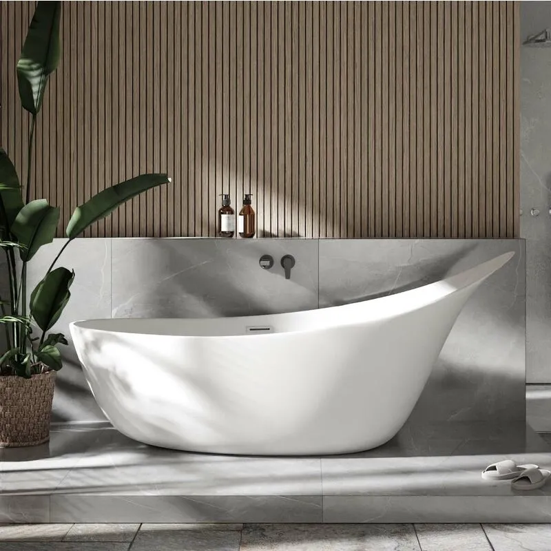 Vasca da bagno freestanding sophie - bianco lucido - 190 x 80 x 82,80 cm - rubinetteria opzionale Senza rubinetteria, Senza sistema di drennaggio