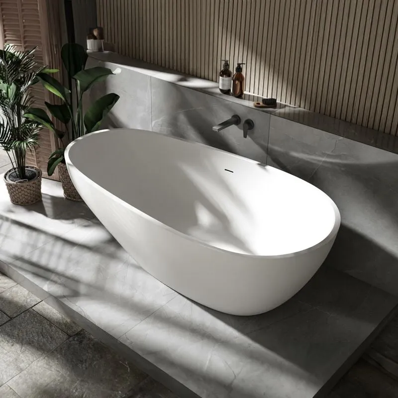  - Vasca da bagno autoportante vela stone colata minerale white - 180 x 90 cm