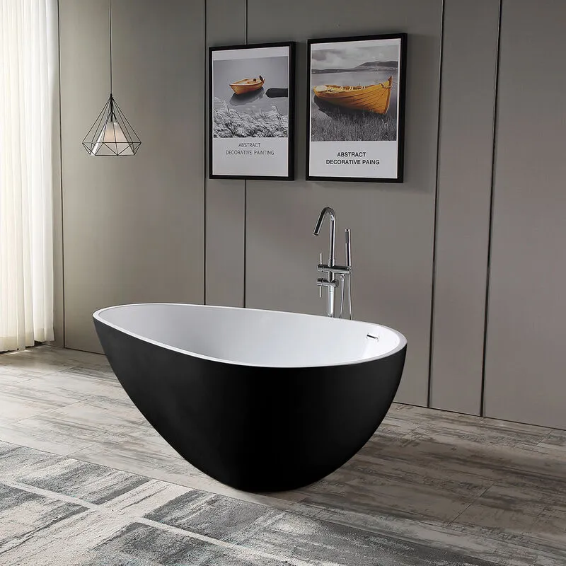  - Vasca da bagno freestanding veneto - nero/bianco o bianco lucido - 180 x110 x 62 cm - rubinetteria opzionale Con rubinetteria 1521, Con