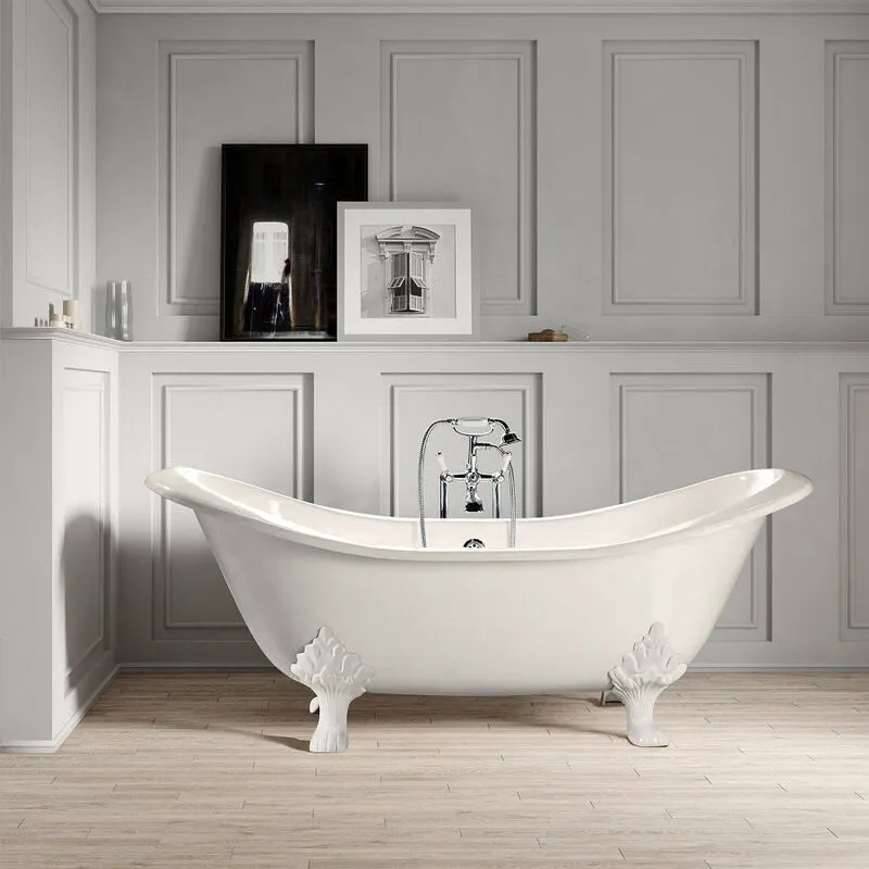 Rogier&mothes - Vasca da bagno freestanding in ghisa stile classico con piedini kingston bianca 168 cm Piedini bianchi