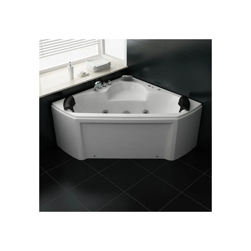 Vasca idromassaggio 135x135 full optional 2 posti 24 getti con cromoterapia radio e doccino - Bagno Italia