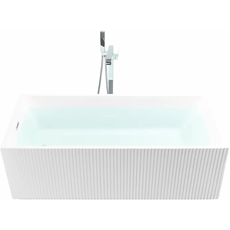 Vasca moderna freestanding rettangolare 170 x 80 cm Acrilico finitura scanalata Bagno Bianco opaco Gocta