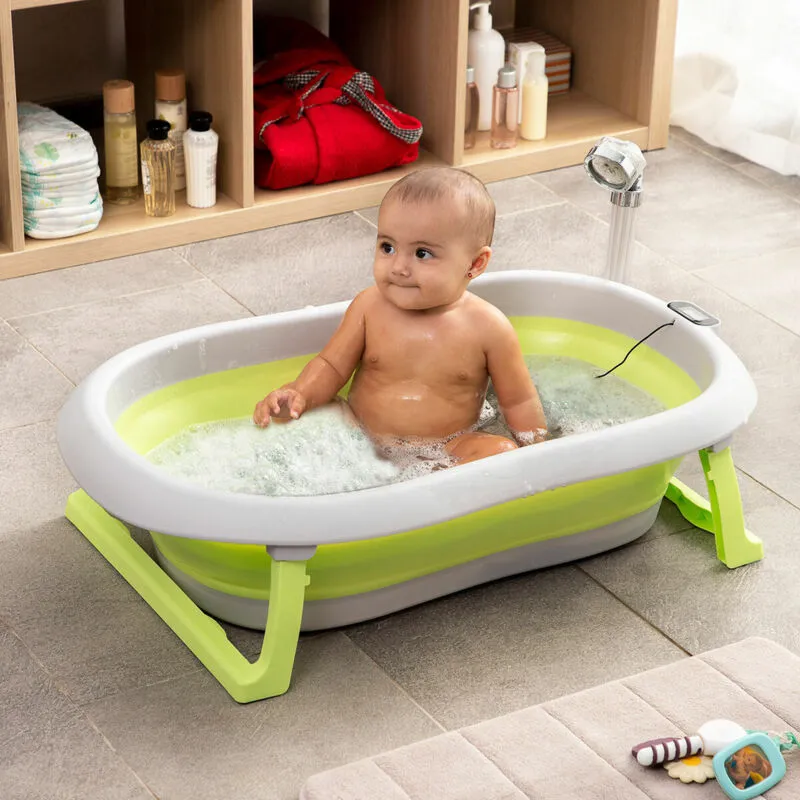 Innovagoods - Vasca da bagno pieghevole per bambini con seggiolino bebe Evolutive Vasca da bagno ergonomica e pieghevole a 2 livelli de altezza,