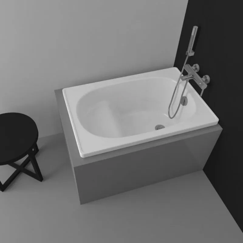 No Brand - Vasca da bagno rettangolare in acrilico bianco con seduta solo guscio - 105x70 cm